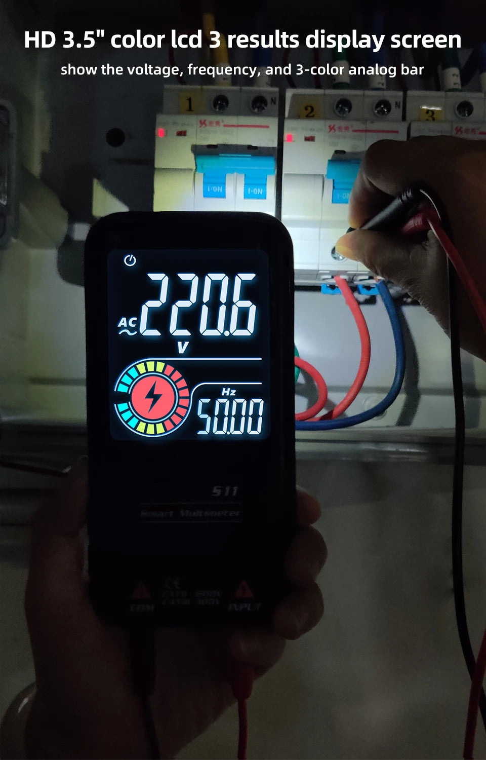 Smart Digital Multimeter USB Rechargeable True RMS EBTN DC AC Voltage Capacitance Ohm Diode NCV Hz Live WireTester