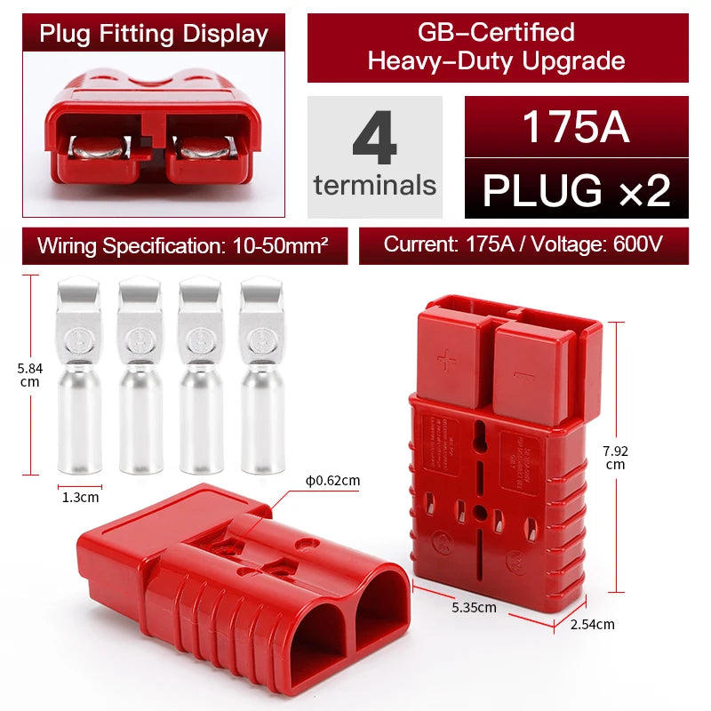 2pcs Quick Connector 40A 50A 120A 175A 350A Car Battery Power Plug 2P 600V High Current Electrical Wire Connectors