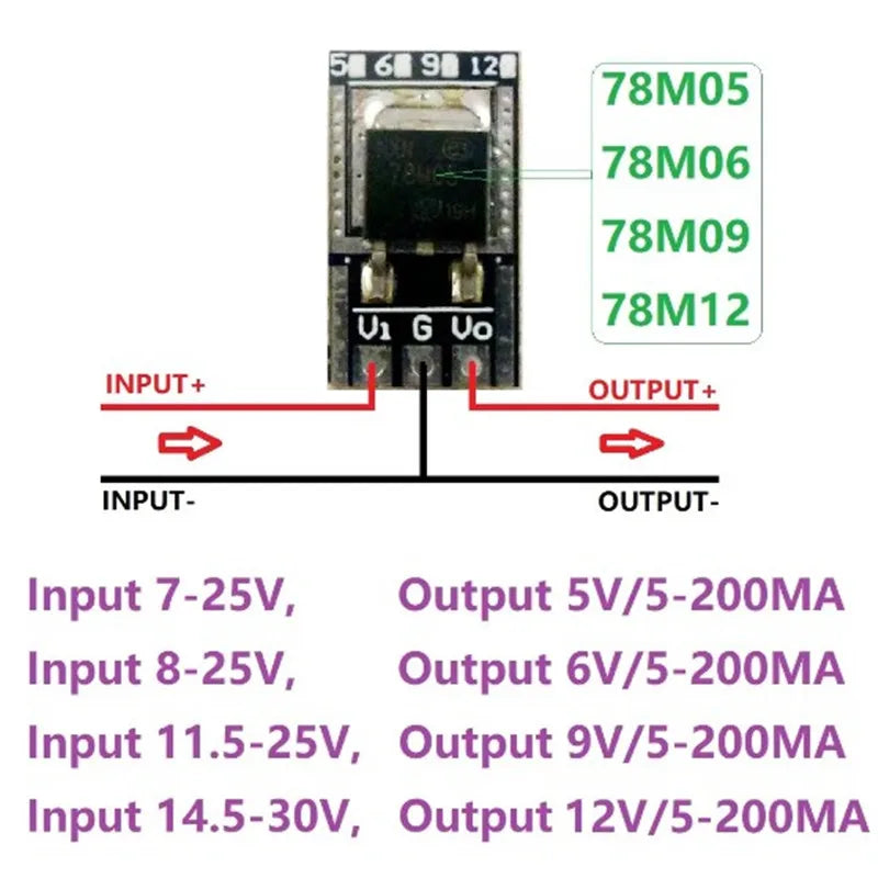 2pcs 78m05 7806 l7809 lm7812 three-terminal positive regulator ldo module 7-30v to 5v 6v 9v 12v