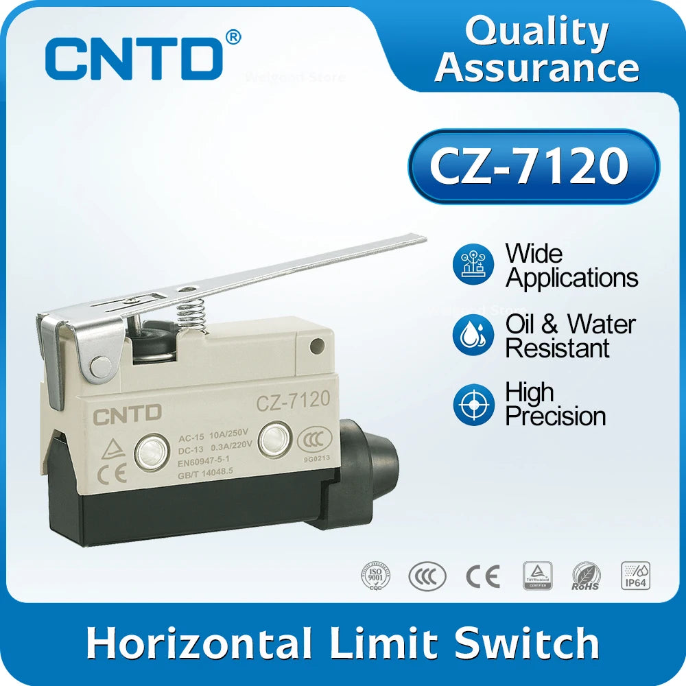 CNTD CZ‑7120 Limit Micro Switch TZ AZ‑7120 Equivalent High Roller Short Lever 10A 250V 1NO 1NC IP64 Snap Action 100% GENUINE