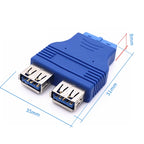 20-pins to 2 X USB A Female Dual Port USB 3.0 to Motherboard Mainboard Internal 20pin Header Adapter
