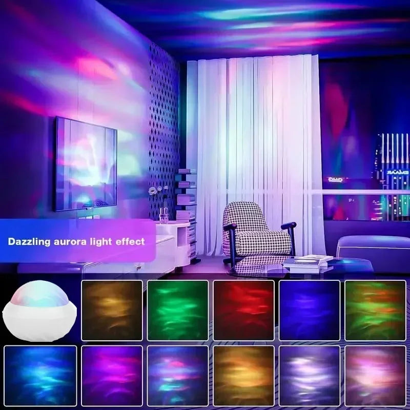 RGB Projection Night Lights Aurora Starry Northern Light Projector Atmosphere Lamp USB Plug Remote Control for Room Party Decor