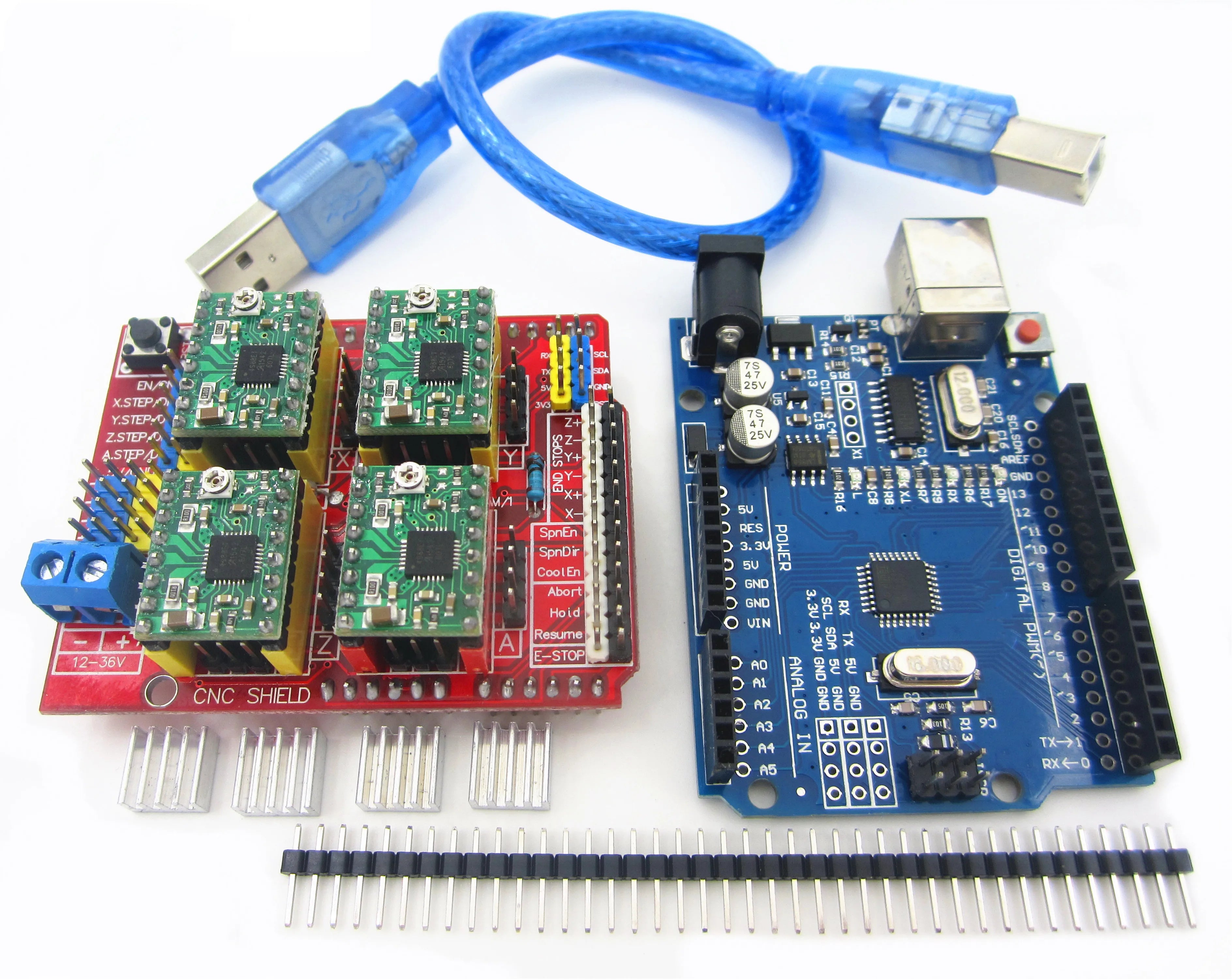 CNC Shield V3 Engraving Machine 3D Printe+ 4pcs DRV8825 Or A4988 Driver Expansion Board For Arduino + UNO R3 With USB Cable
