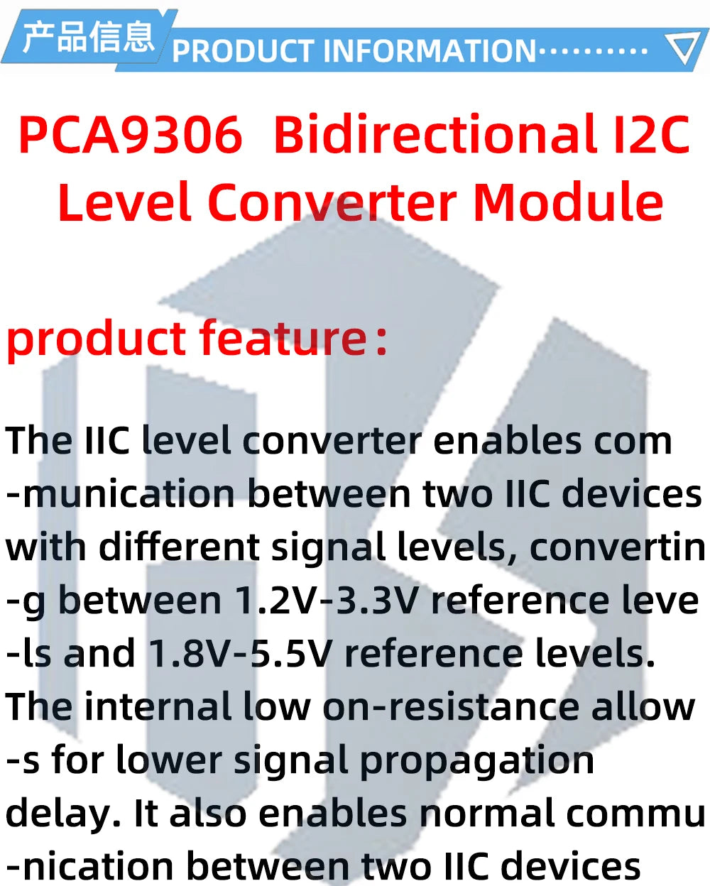 PCA9306 I2C/IIC Level Shifter - 2-Bit Bidirectional SMBus Translator, High Stability, Compatible for Arduino