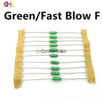 10Pcs 2.4*7mm Axial Lead Green/Yellow Fuse 125/250V 2.4x7 100 125 630mA 1A2A3A4A5A7A8A10A15A Fast/Slow Blow PICO Resistance Fuse