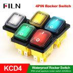 FILN Heavy Duty IP68 Waterproof LED Toggle Rocker Switch T8530A12V/220VRed/Blue/Green ON/OFF Ideal for Car & Marine Use
