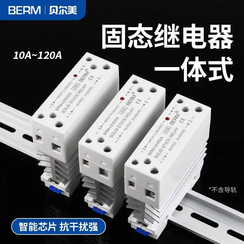 Solid State Relay With Heatsink 40DA Rail-Mount Integrated SSR Module Single-Phase Small 25A DC Control AC 10AA 25AA 40AA 60AA