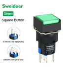 16mm Push Button Switch LED Illuminuted 12/24/220V Momentary Self-locking on Off with Light Square Round Rectangle Power Switch