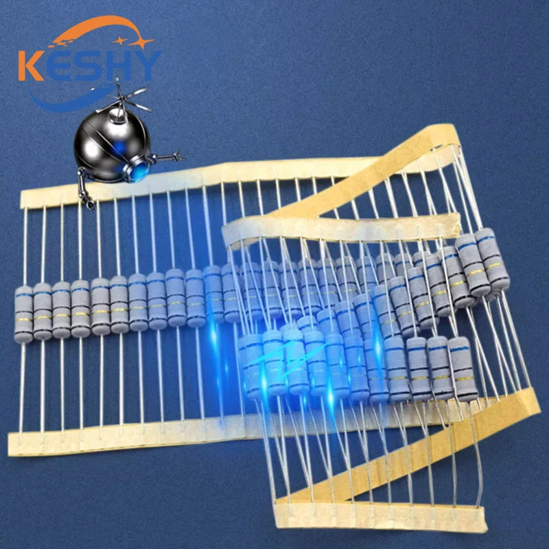 20PCS 2W 5% Wire Wound Resistor Fuse Winding Resistance 0.1 0.15 0.22 0.33 0.47 0.5 1 2.2 3.3 4.7 5.1 6.8 10 22 47 51 100 ohm