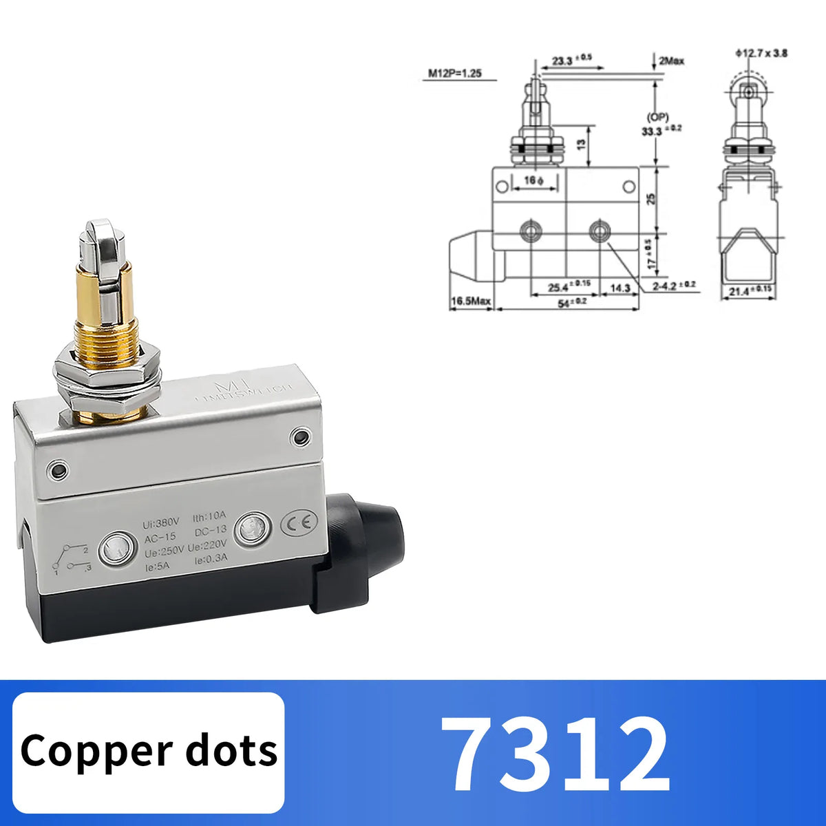 10Pcs Horizontal Limit Switch Long Hinge Roller Lever Momentary SPDT 1NO 1NC 380V 10A Industrial Travel Position Switch IP54