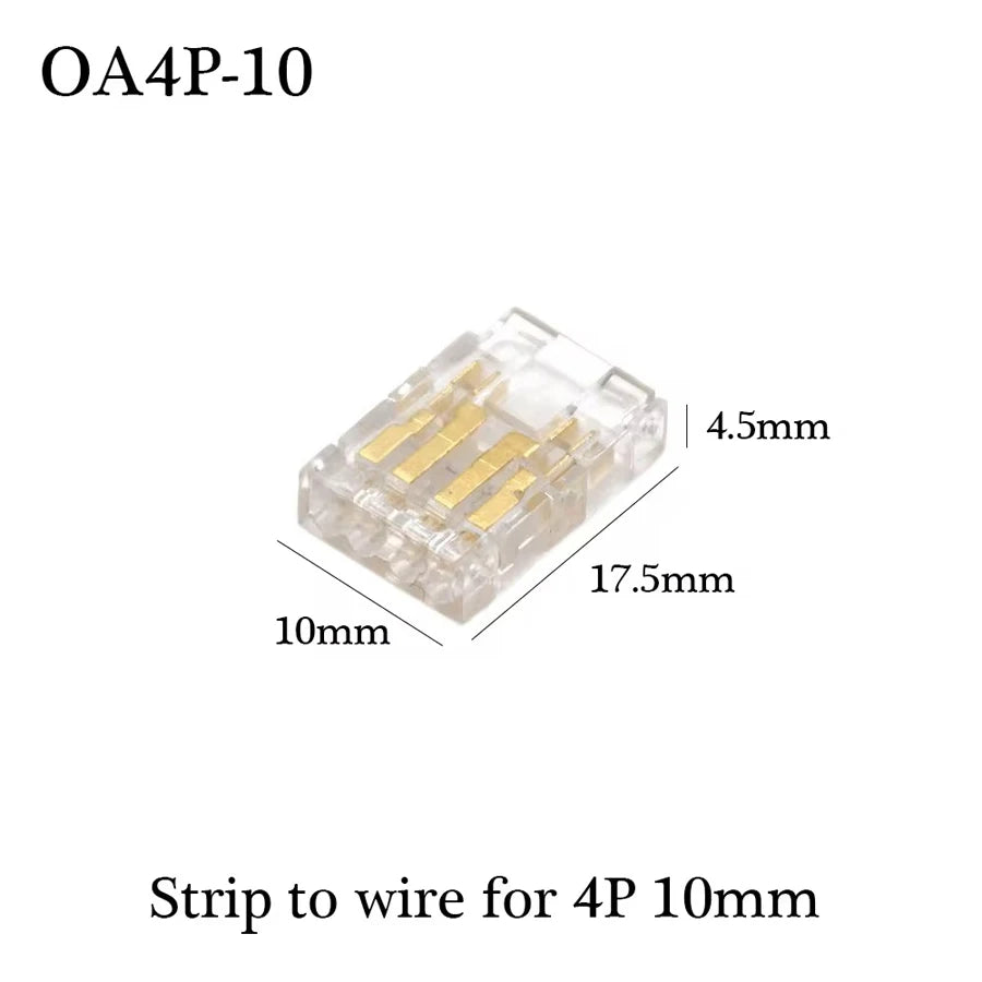 COB Led Strip Connector Light Strip Wire Connectors 2 3 4 Pin L-shaped For 5 8 10mm Width PCB Single Color RGB CCT Strip