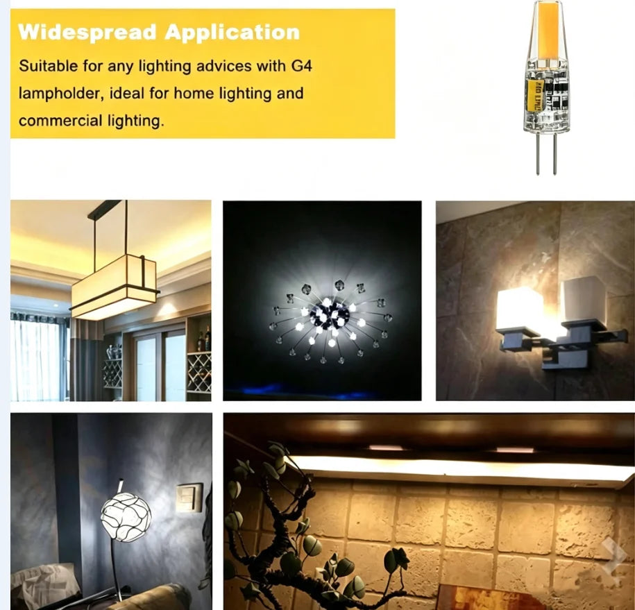 10PCS Dimmable Mini G4 LED COB Lamp  6W Bulb AC DC 12V 220V Candle Lights Replace 30W 40W Halogen for Chandelier Spotlight
