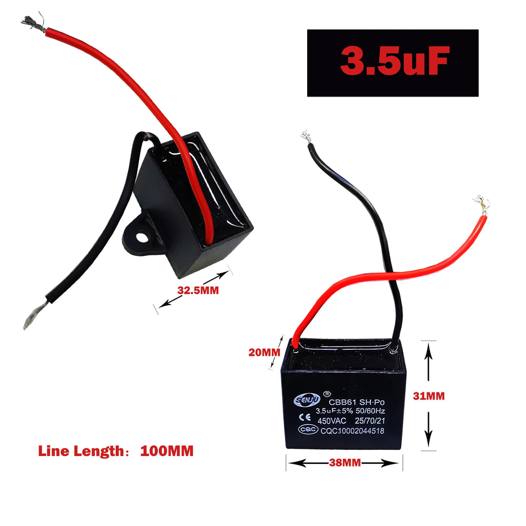 CBB61 Fan Capacitor 450vac Starting Capacitor 0.8uF 1uF 1.2uF 1.5uF 1.8uF 2uF 2.5uF 3uF 3.5uF 4uF 4.5uF 5uF
