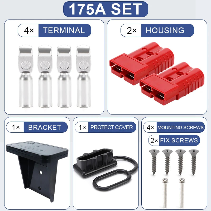 2pcs 50A 120A 175A 2P Quick Plug Forklift Battery Power Connector 600V Car Battery Charging Electrical Cable Wire Connectors