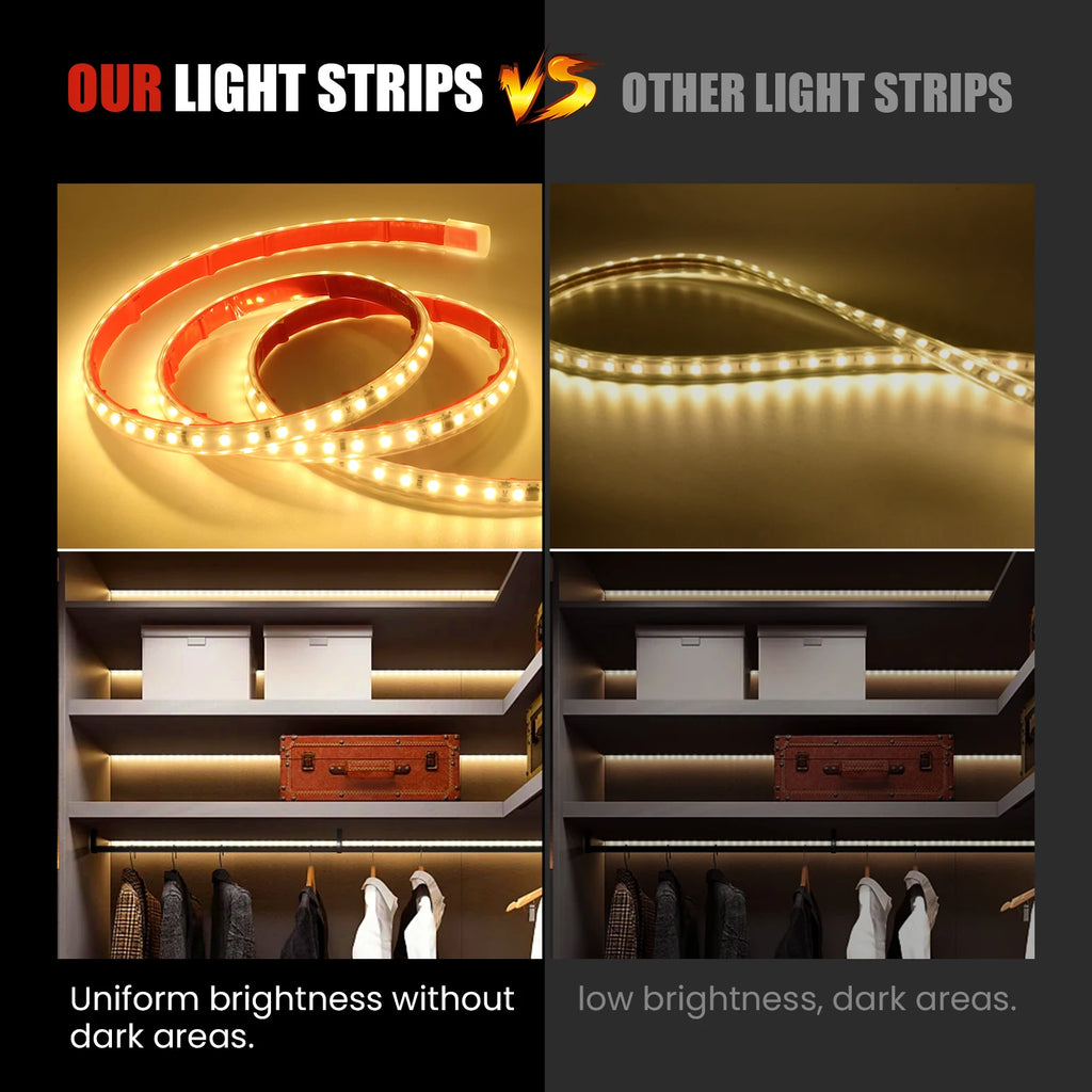 220V LED Strip 2835 120LEDs/m Waterproof 0.5M 5M 10M 20M 30M 40M Flexible Lamp Adhesive Tape White Red Green Ice Blue Pink