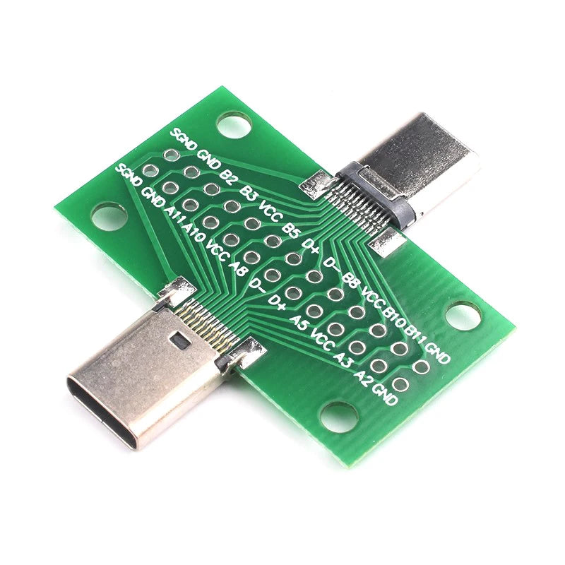 1Pcs Type-C Male to Female USB 3.1 Test PCB Board Adapter Type C 24P 2.54mm Connector Socket For Data Line Wire Cable Transfer