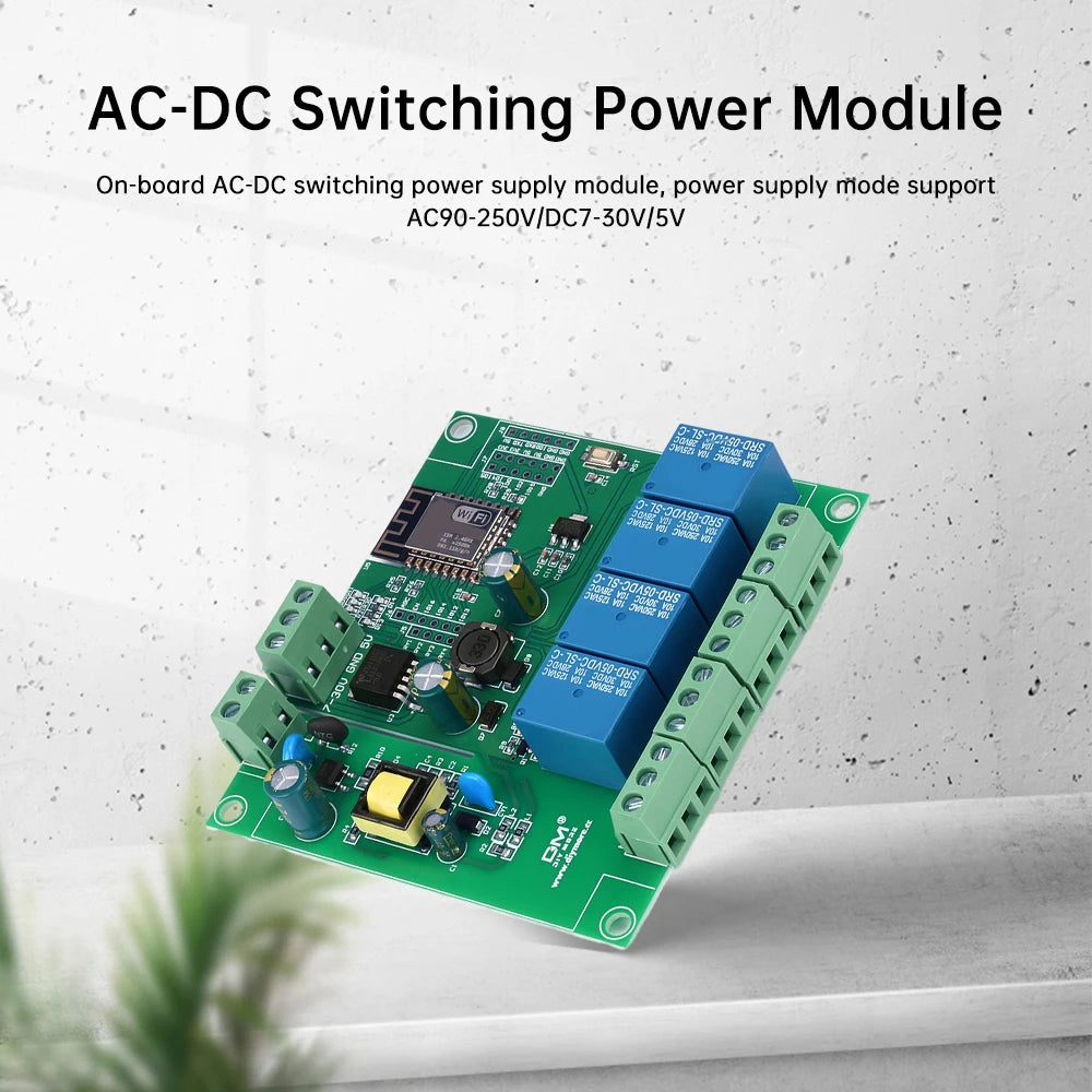 ESP8266 WiFi 4-Channel Relay Module ESP-12F Development Board AC-DC Switching Power Supply Module