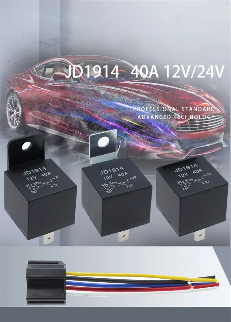 DC 12V/24V 4 Pin 5 Pin 30A Waterproof Automotive Relay With Socket Car Relay Auto Relay  Fuse Coil 1.8W Voltage Relay Vehicle