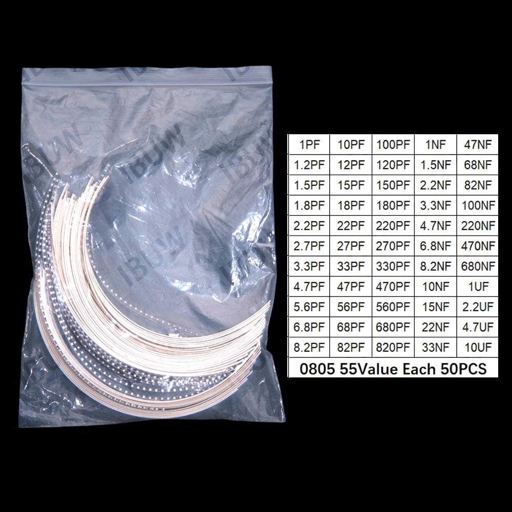 52Value 55Value Each 50PCS/25PCS 0402 0603 0805 1206 capacitor smd kit 1pf 1uf 10uf 0402 0603 0805