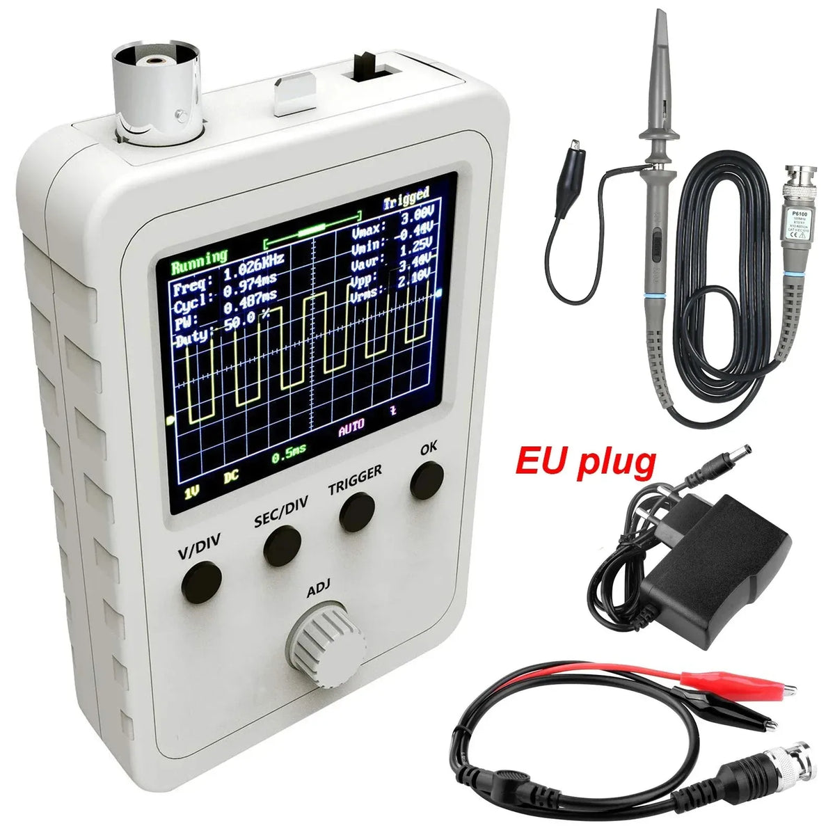 DSO PRO Handheld Digital Oscilloscope Portable Palm Size Oscillograph 5M Bandwidth 20MS/s Sampling Rate with P6100 BNC Probe