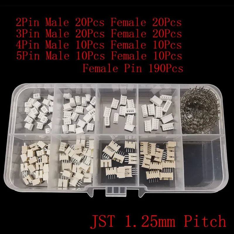 1Box JST SH 1.0mm / JST 1.25mm / PH 2.0mm / XH 2.54 Pitch 2/3/4/5Pin Male Female Plug Socket Plastic Housing Terminal Connector