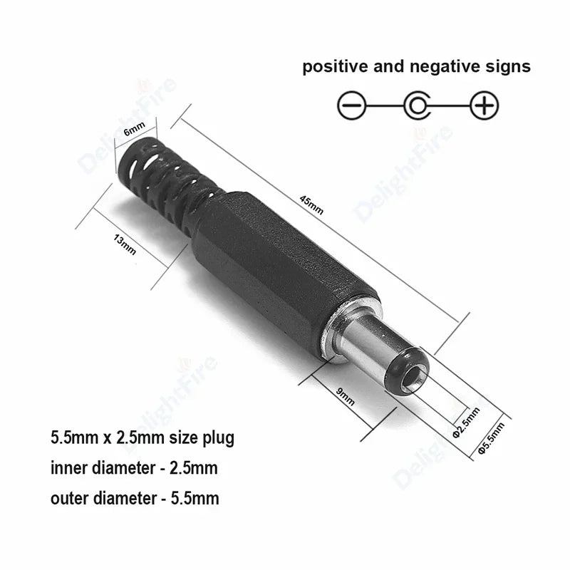 1/3/5/10Pcs DC Power Supply Jack Socket Female Panel Mount Connector 5.5mm 2.1mm Plug Adapter 2 Terminal Types 5.5x2.5mm