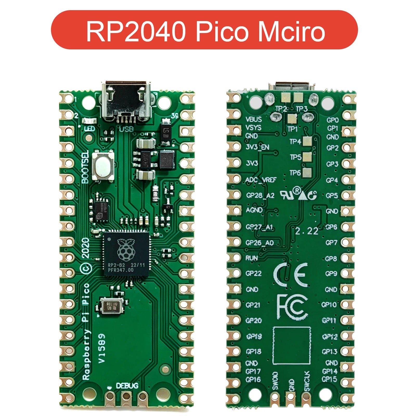 Raspberry Pi Pico W RP2040 Dual-Core ARM Cortex-M0+ Microcontroller 264KB WiFi Type-C Micro USB Board MicroPython IoT