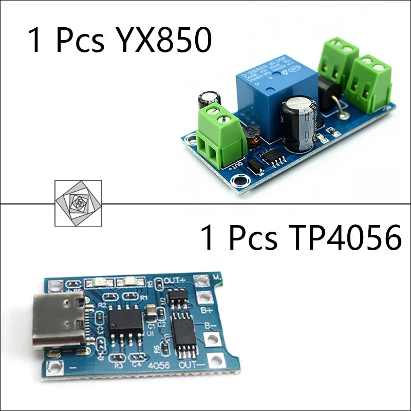 DIY UPS Kit: YX850 Automatic Switching Module & TP4056 Type-C Charger for 18650 Battery Backup Power Router CCTV Arduino Solar