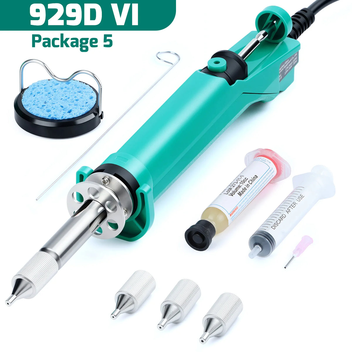 YIHUA 929D-VI Desoldering Iron 180W Tin Sucker New Upgraded Desoldering Tool With Nozzles THT PTH Remover PCB