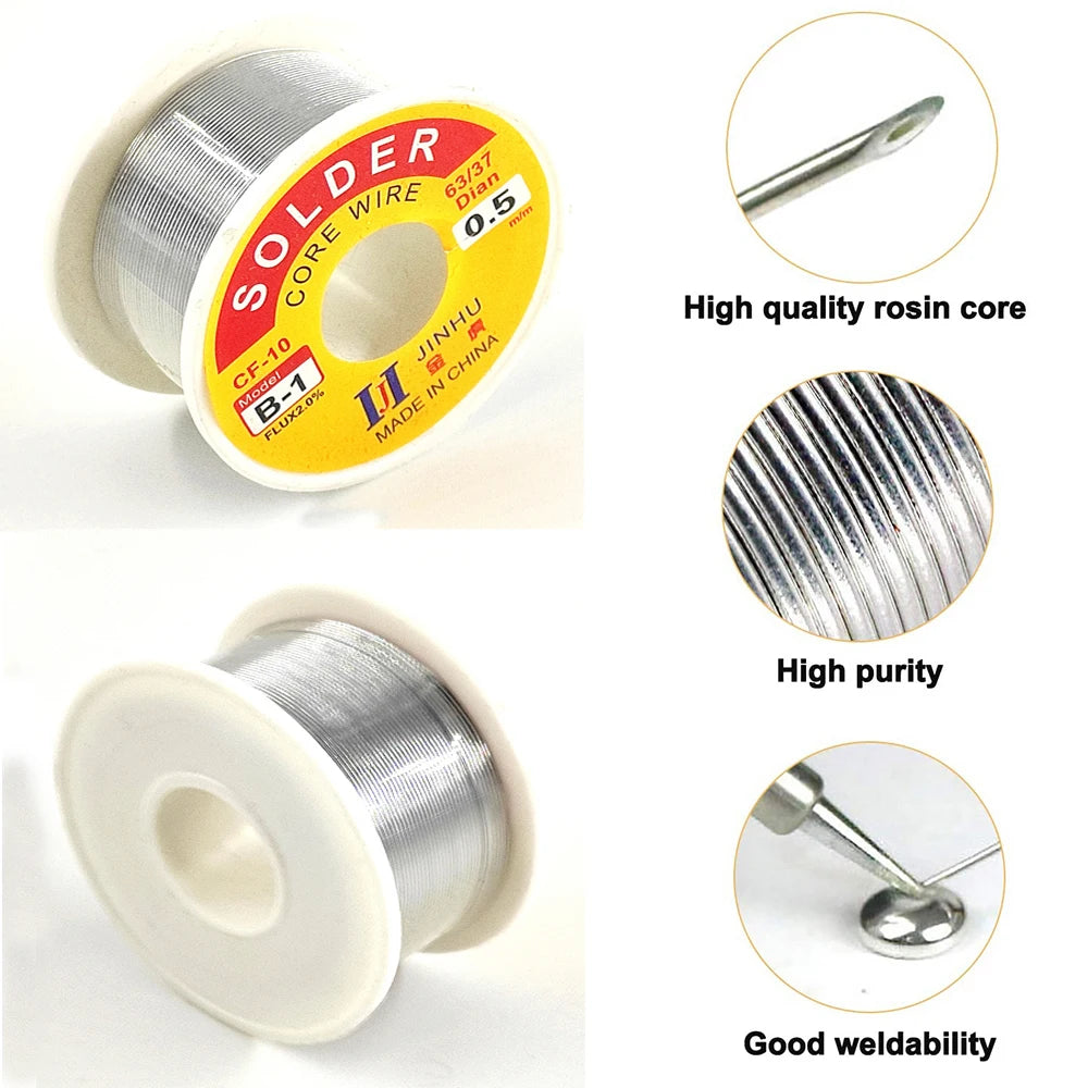 100g Tin Welding Wire Melt Rosin Core Solder Wire 63/37 Flux 2% 0.5/0.6/0.8/1.0/1.2/1.5/2.0mm Soldering Iron Tin For Electrical