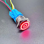 12/16/19/22MM Waterproof Metal Push Button Switch LED Light Momentary Latching Car Engine Power Switch  5V 12V 24V 220V Red Blue
