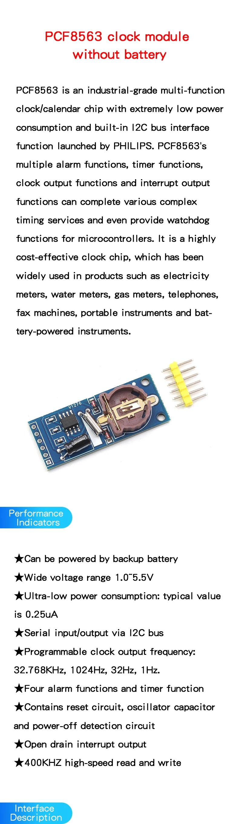 DS1302/3231/1307 PCF8563 real-time clock module time power-off storage timing module