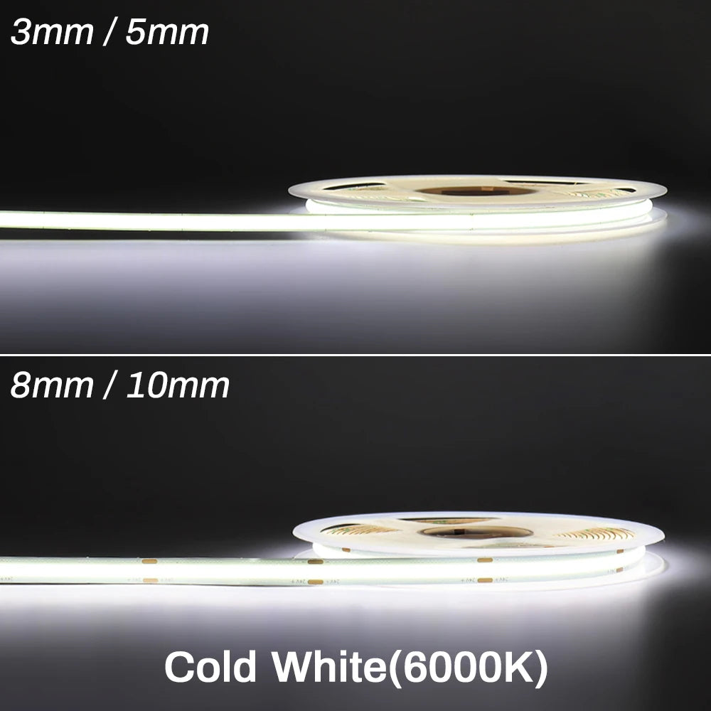 3mm 5mm COB LED Strip 12V 24V Dimmable 3000K 4000K 6000K High Density Flexible LED Light For Home Decor RA90 LED Strip Lights