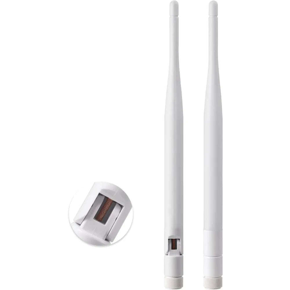 2.4G 5.8G WiFi Antenna 6dBi 2.4GHz 5GHz White Rubber Antennae RP SMA Male for Security Camera Surveillance Recorder WiFi Router