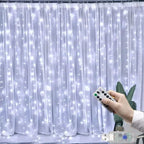 USB Powered Christmas Fairy Curtain Lights with Remote 8 Modes for Holiday Bedroom Wedding Xmas Tree and Window Decorations