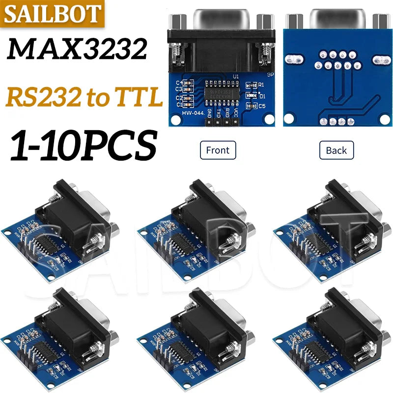 1/5/10PCS MAX3232 RS232 to TTL Serial Port Converter Module Female DB9 Connector MAX232 Flashing Board