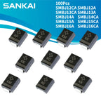 100Pcs Power Supply Kit TVS Device SMBJ12CA SMBJ12A SMBJ13CA SMBJ13A SMBJ14A SMBJ14CA SMBJ15A SMBJ15CA SMBJ16CA