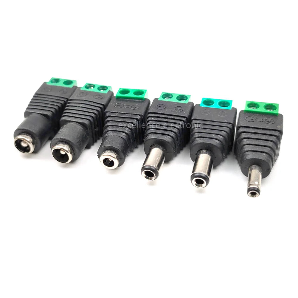 5/10Pcs Solderless DC Jack Plug Connector 3.5x1.35 5.5x2.1 5.5x2.5mm Male Female Adapter for LED Tape Surveillance Camera
