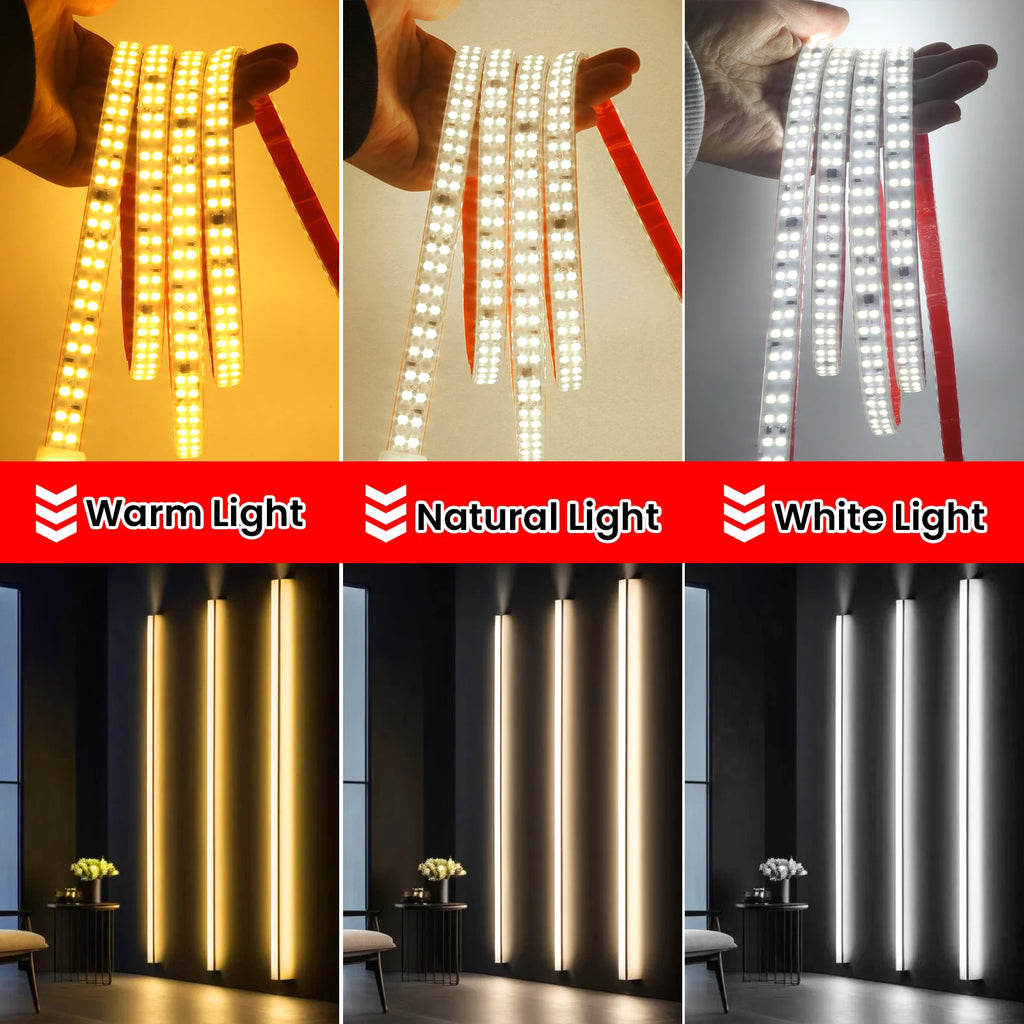 AC 220V LED Strip Waterproof 240Leds/M 3000K 4000K 6000K Home Decor Self Adhesive Tape Chain Light Flexible Ribbon Strip