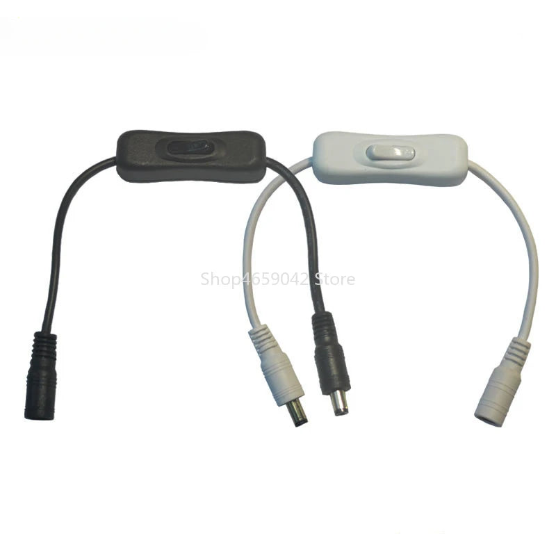 DC Power Cable with ON/OFF Inline Switch, 5.5x2.1mm Male to Female Connector, 5V/12V/24V LED Strip Light Extension Cord