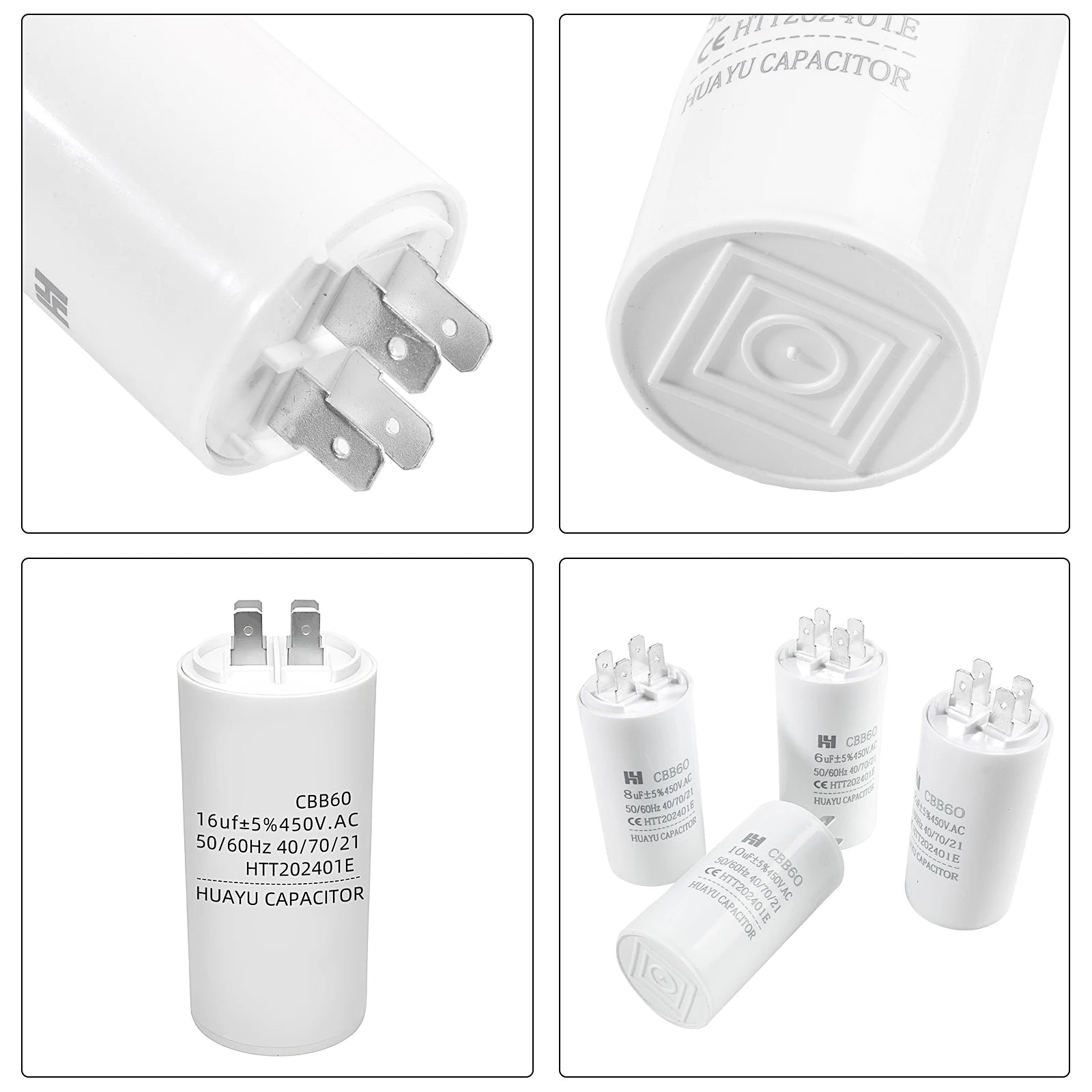 CBB60 Capacitor 450VAC Double Insert 50/60hz Electric Replacement Start Run Capacitor For Air Compressor Water Pump Motor