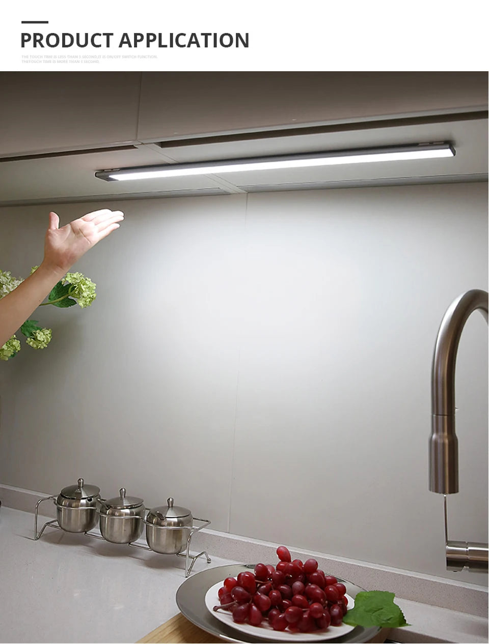 LED Light Under Cabinet Lights For Kitchen Hand Sweep Switch PIR Motion Sensor Closet Wardrobe Lamp 30/40/50cm Led Night Light