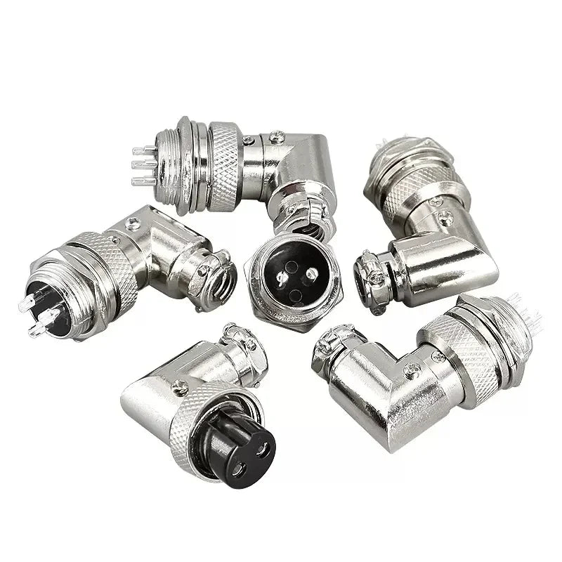 5/10 Sets GX16 2/3/4/5/6/7/8/9 Pin Aviation Connector Male Female 90 Degree Right Angle M16 Circular Cable Plug Socket