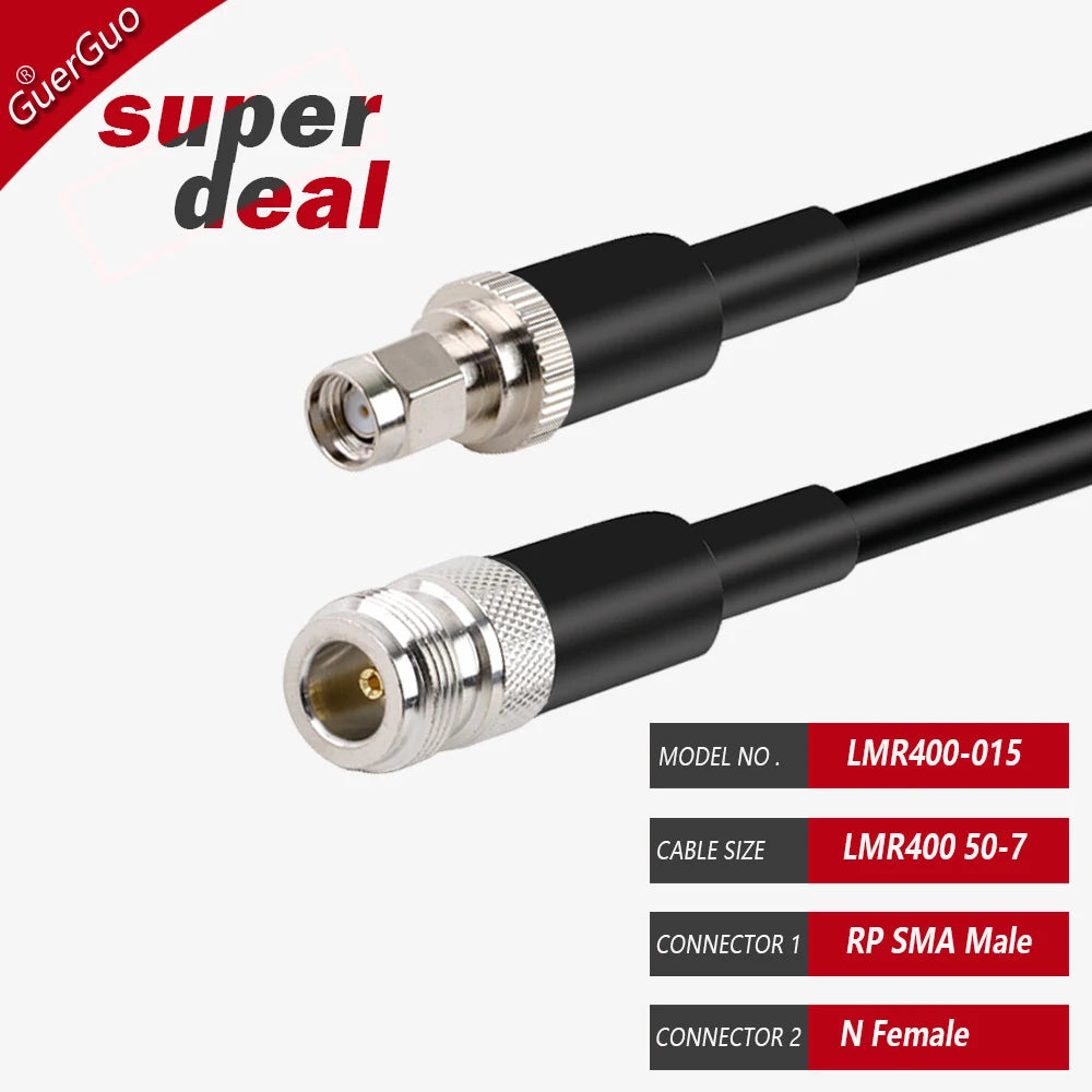 1PC 1 M 2M 3M 10M SMA Male to N Male Connector Plug LMR400 Cable Cord 50 Ohm 50-7 RF Coaxial Extension Jumper Pigtail Adapter