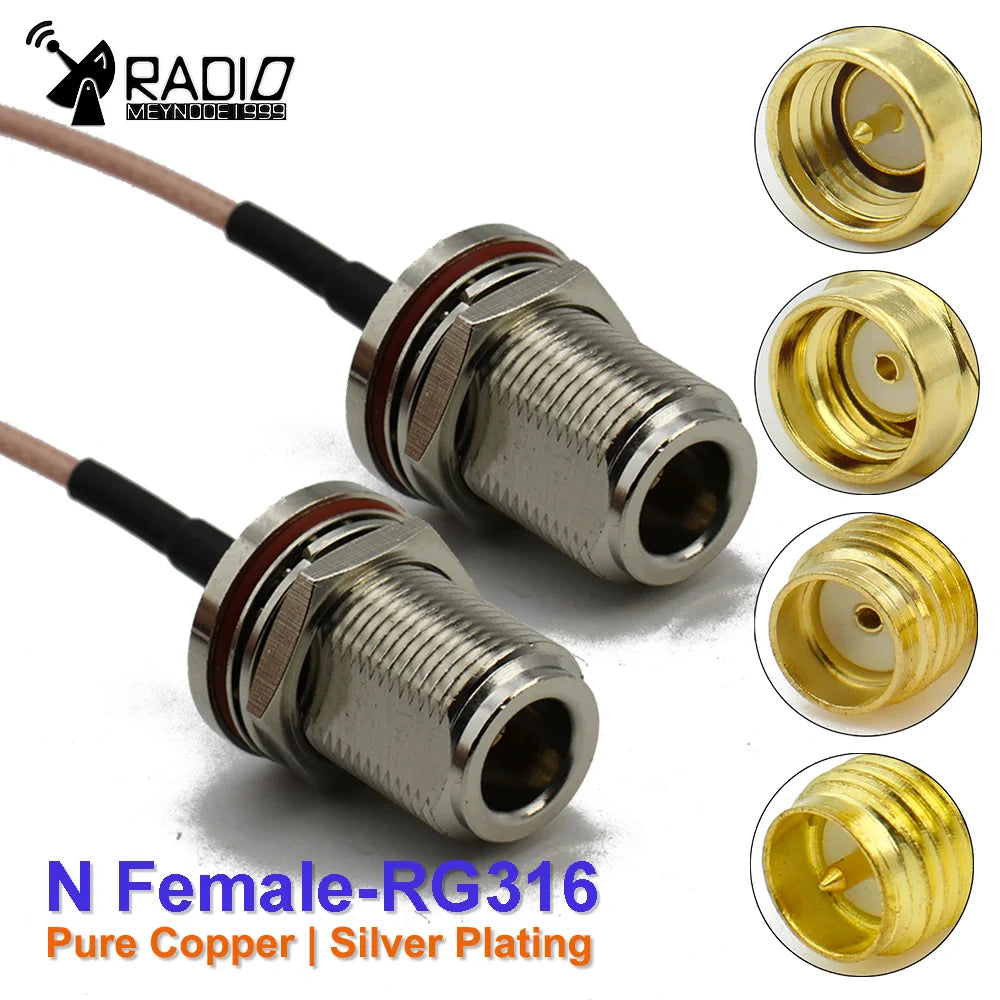 RG316 Cable N Female To SMA Male Extension Conncetor N Type L16 To RPSMA Crimp for RG-316 Pigtai Low Loss Coax Copper Brass