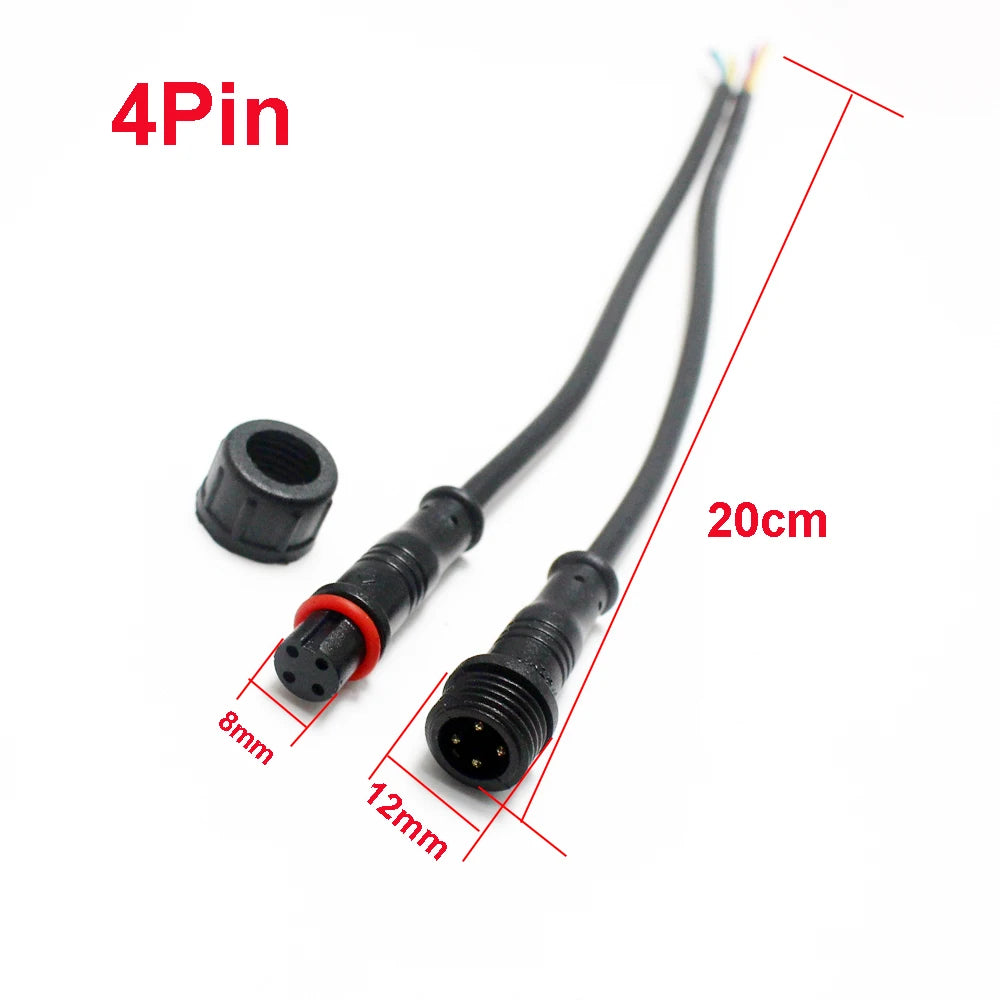 1Pair M12  2 3 4 5 Pin Waterproof IP65 Cable Wire Plug for LED Strips Male and Female Jack 20cm Lengh Connector Small Size Head
