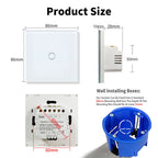 NYWP EU 86*86mm 1Gang 2Way Dual Touch Switch Tempered Glass Panel Stair Switch Bedroom Sensor Switches Cross No Need WI-FI