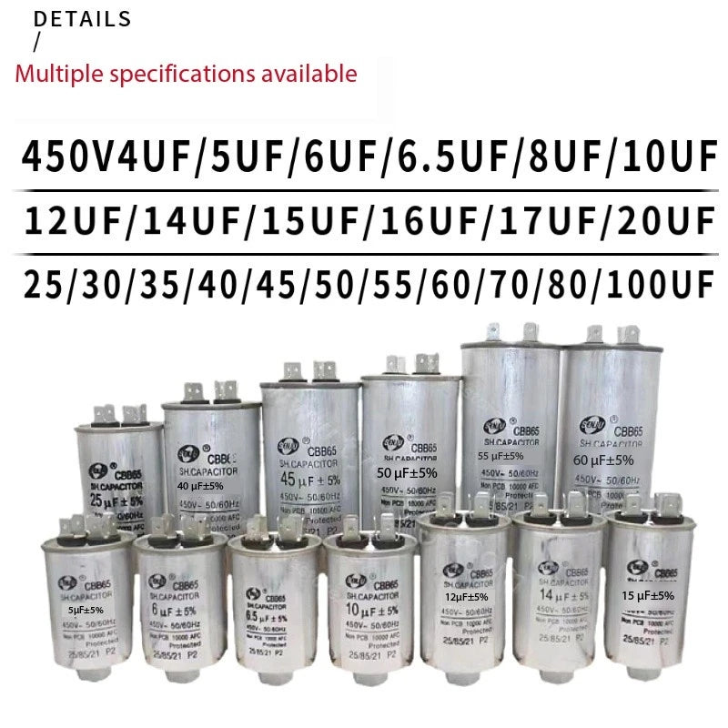 1PCS CBB65 AIR CONDITIONER STARTING CAPACITOR 450V 4UF/6.5/17/25/55UF 4+2 INSERT With screws at the bottom
