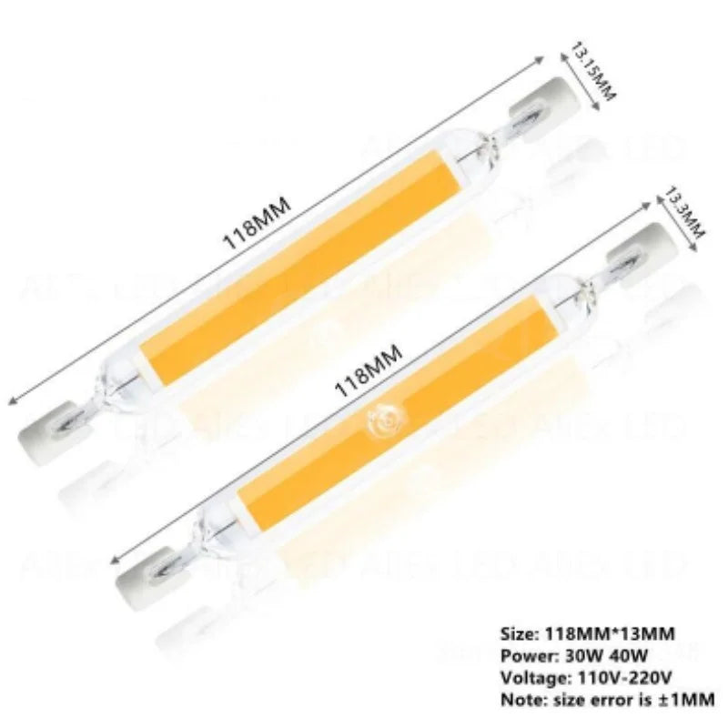 R7S LED Glass Tube COB Bulb 78MM 118MM High Power R7S Corn Lamp J78 J118 Replace Halogen Light AC 110V 220V Lampadas
