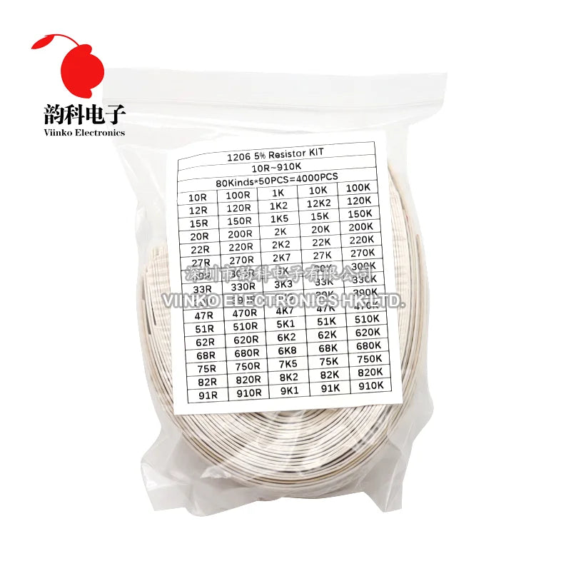 0402 0603 0805 1206 80values SMD Chip Resistor Assorted Kit 5% 10 ohm - 910K Resistance Sample set